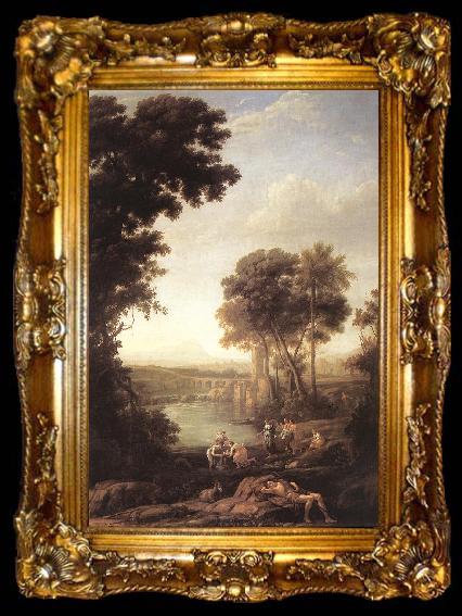 framed  Claude Lorrain Landscape with the Finding of Moses sdfg, ta009-2